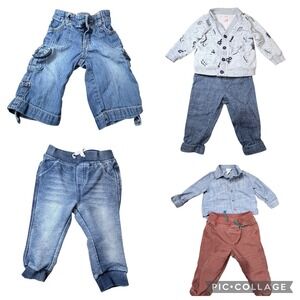 Cat & Jack Old Navy Baby Boy 6-9M Clothing Lot Cardigan Jeans Joggers Blue 6pc
